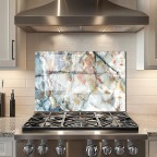 Marble Pattern Kitchen Tempered Glass Backsplash