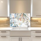 Marble Pattern Kitchen Tempered Glass Backsplash