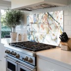 Marble Pattern Kitchen Tempered Glass Backsplash