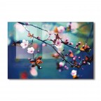 Plum Blossom Tempered Glass Kitchen Backsplash