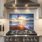 Sea Tempered Glass Backsplash For Kitchen