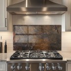 Tempered Glass Kitchen Backsplash Old Wall Pattern