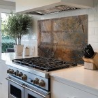 Tempered Glass Kitchen Backsplash Old Wall Pattern