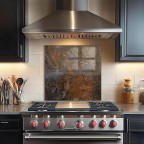 Tempered Glass Kitchen Backsplash Old Wall Pattern