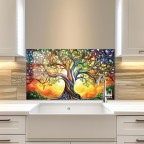 Tempered Glass Tree of Life Kitchen Backsplash