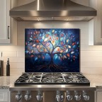 Tree of Life Kitchen Glass Behind Stove Backsplash