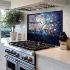 Tree of Life Kitchen Glass Behind Stove Backsplash