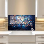 Tree of Life Kitchen Glass Behind Stove Backsplash