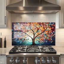 Watercolor Tree of Life Kitchen Backsplash