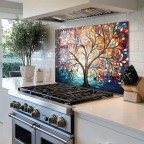 Watercolor Tree of Life Kitchen Backsplash
