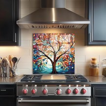 Watercolor Tree of Life Kitchen Backsplash